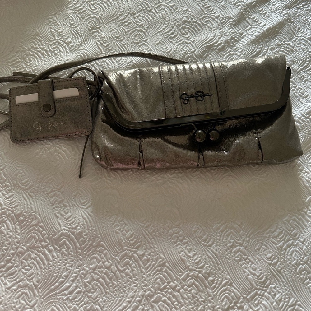 Jessica Simpson Silver Clutch Wristlet